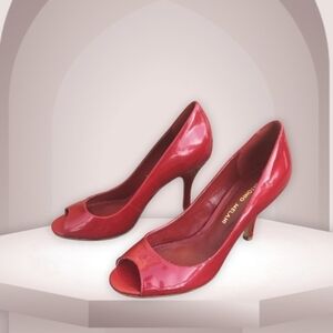 ANTONIO MELANI, Elegant Red Peep-Toe Heels.Size 6.5 M